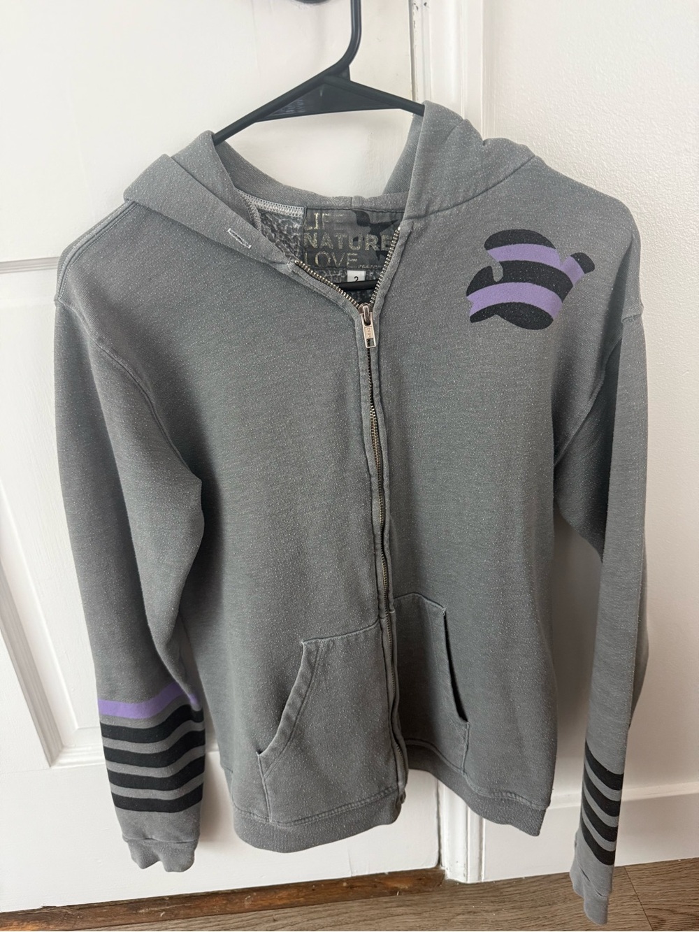 Free City Gray Zip Hoodie with Purple Accent